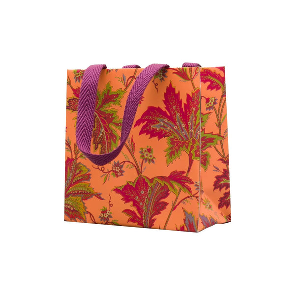 Paisley Leaves Coral Gift Bag - Small