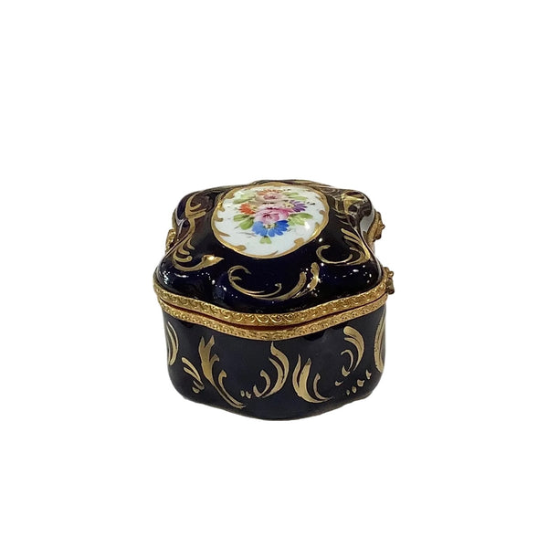 Vintage Cobalt Blue & Gold Hand-Painted Porcelain Trinket Box
