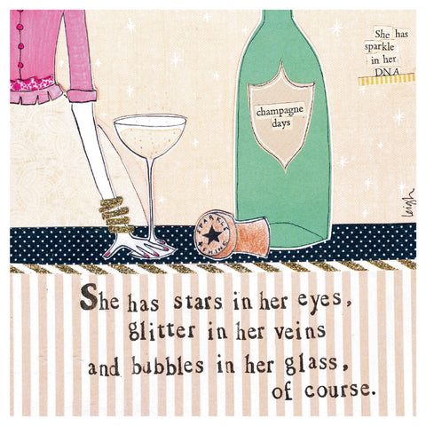 Bubbles In Her Glass Card