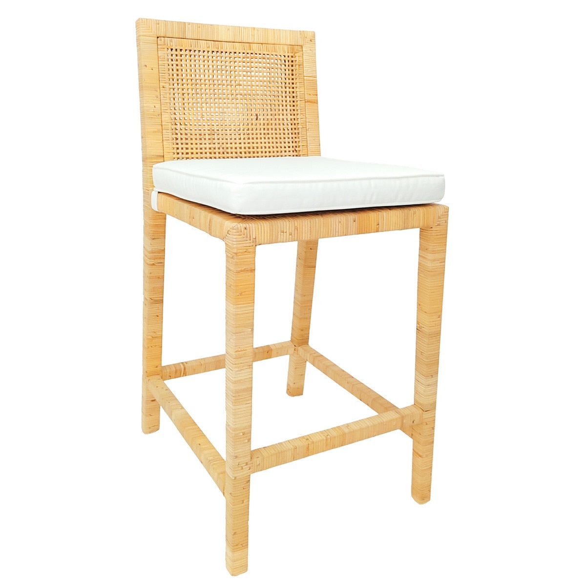 Balboa Natural Rattan Square Back Counter Stool