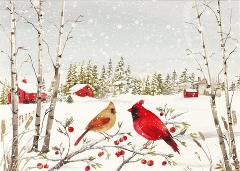 Cardinals in Winter Deluxe Boxed Holiday Cards s/20