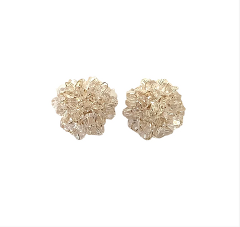 Clear Beaded Stud Earrings