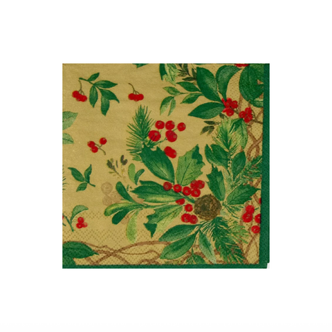 Cocktail Napkins - Holly Chintz Gold