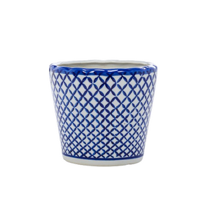 Cross Hatch Blue & White Planter