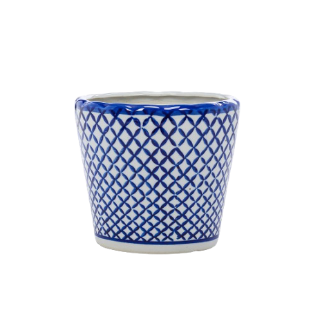 Cross Hatch Blue & White Planter