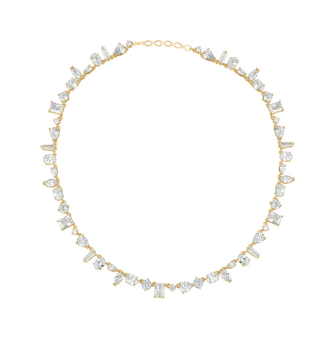 Crystal & Gold Tennis Necklace