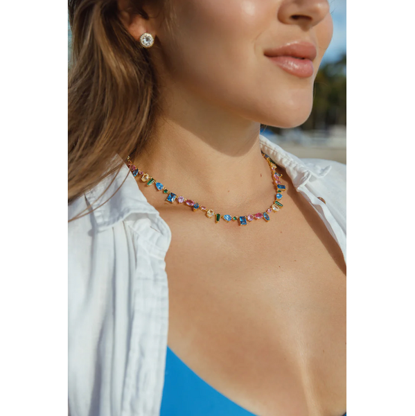 Crystal & Multi Colour Tennis Necklace
