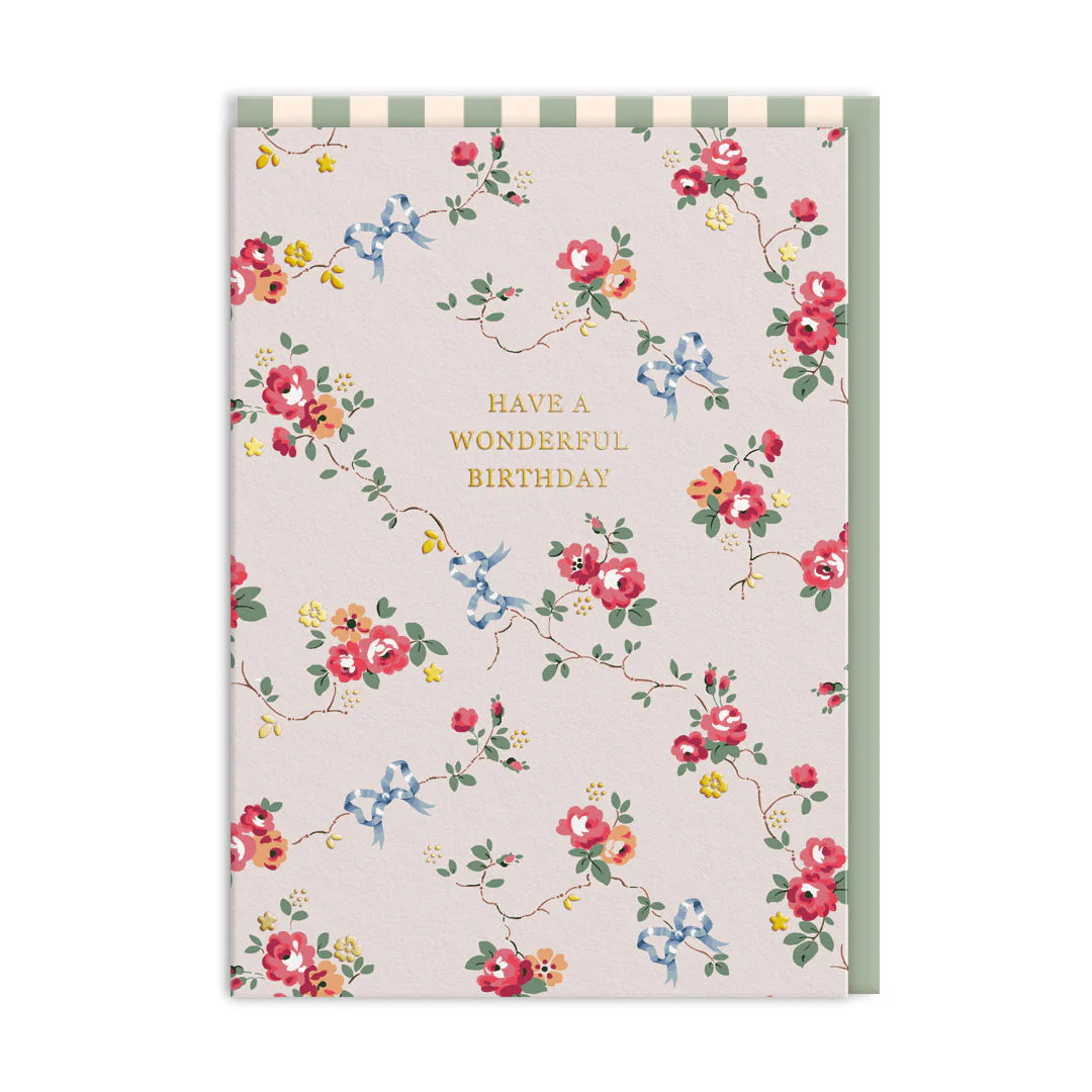 Wonderful Birthday Bows & Roses Card