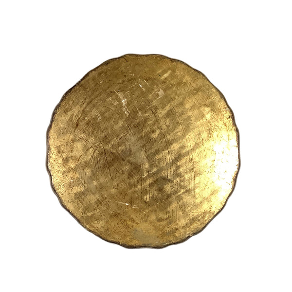 Vintage Gold & Green Round Florentine Tray