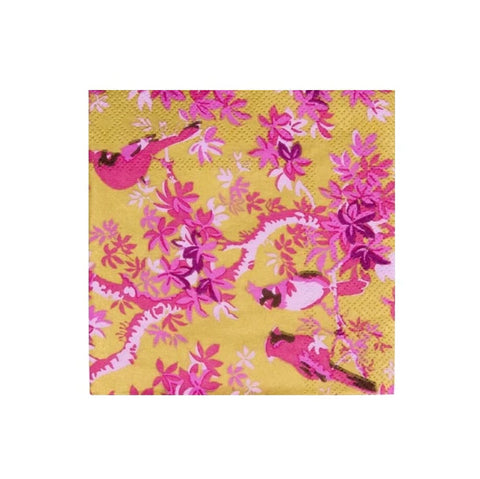 Cocktail Napkins - Scenic Songbirds Rose/Gold