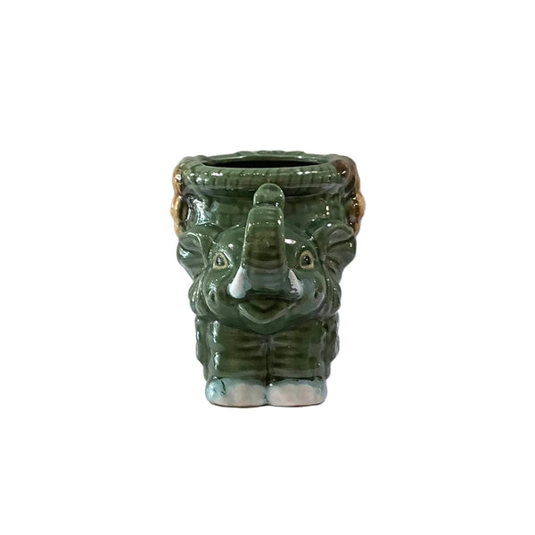 Vintage MCM Majolica Baby Elephant Planter