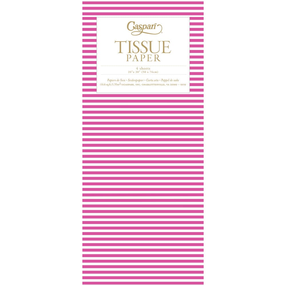 Mini Fuchsia Stripe Tissue Paper - 4 Sheets