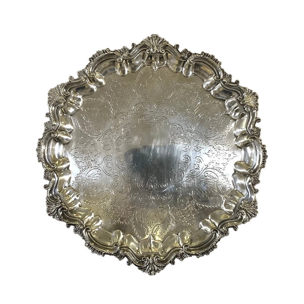 Vintage Silver Footed Round Tray