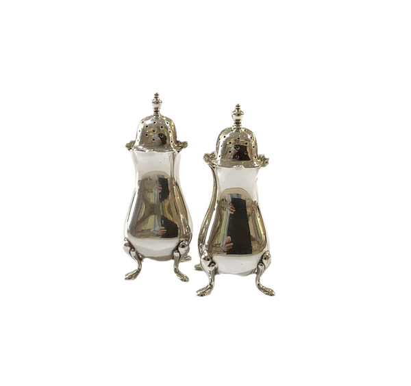 Vintage Silver-Plated Footed Salt & Pepper Pair