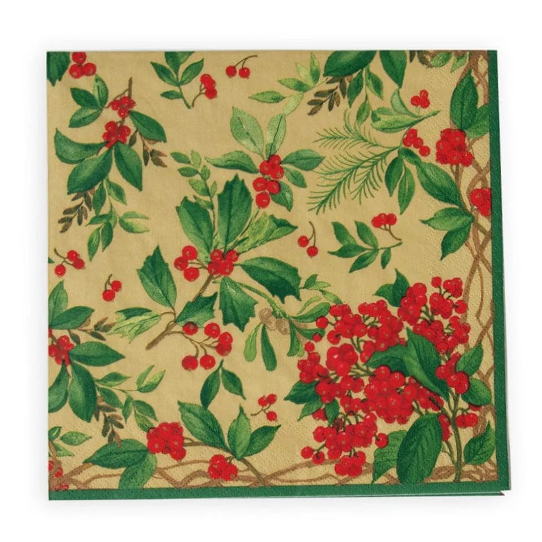 Dinner Napkins - Holly Chintz Gold