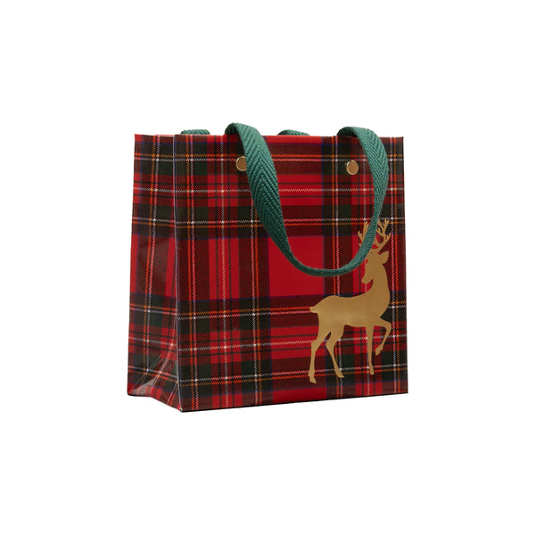 Royal Plaid Reindeer Gift Bags - 3 Sizes