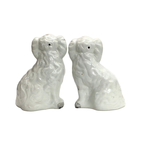 Antique Pair of Victorian Seated Staffordshire Dogs