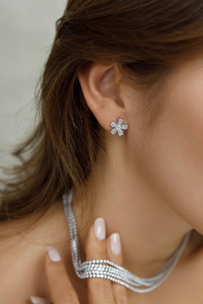 Crystal & Gold Flower Earrings
