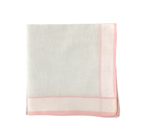 Vintage White Hankie w/ Pink Border