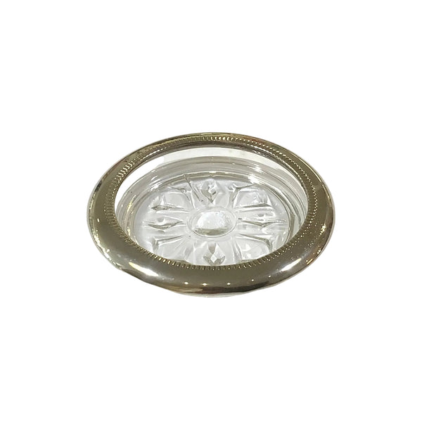 Vintage Leonard Silver-Plated & Glass Coaster