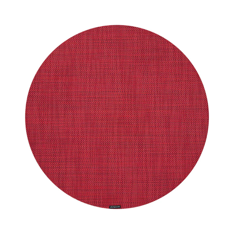 Chilewich Round Mini Basketweave Placemat - Scarlet