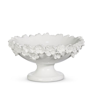 White Floral Pedestal Bowl