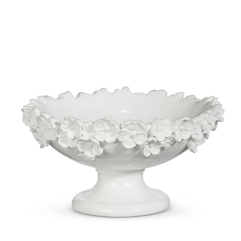 White Floral Pedestal Bowl
