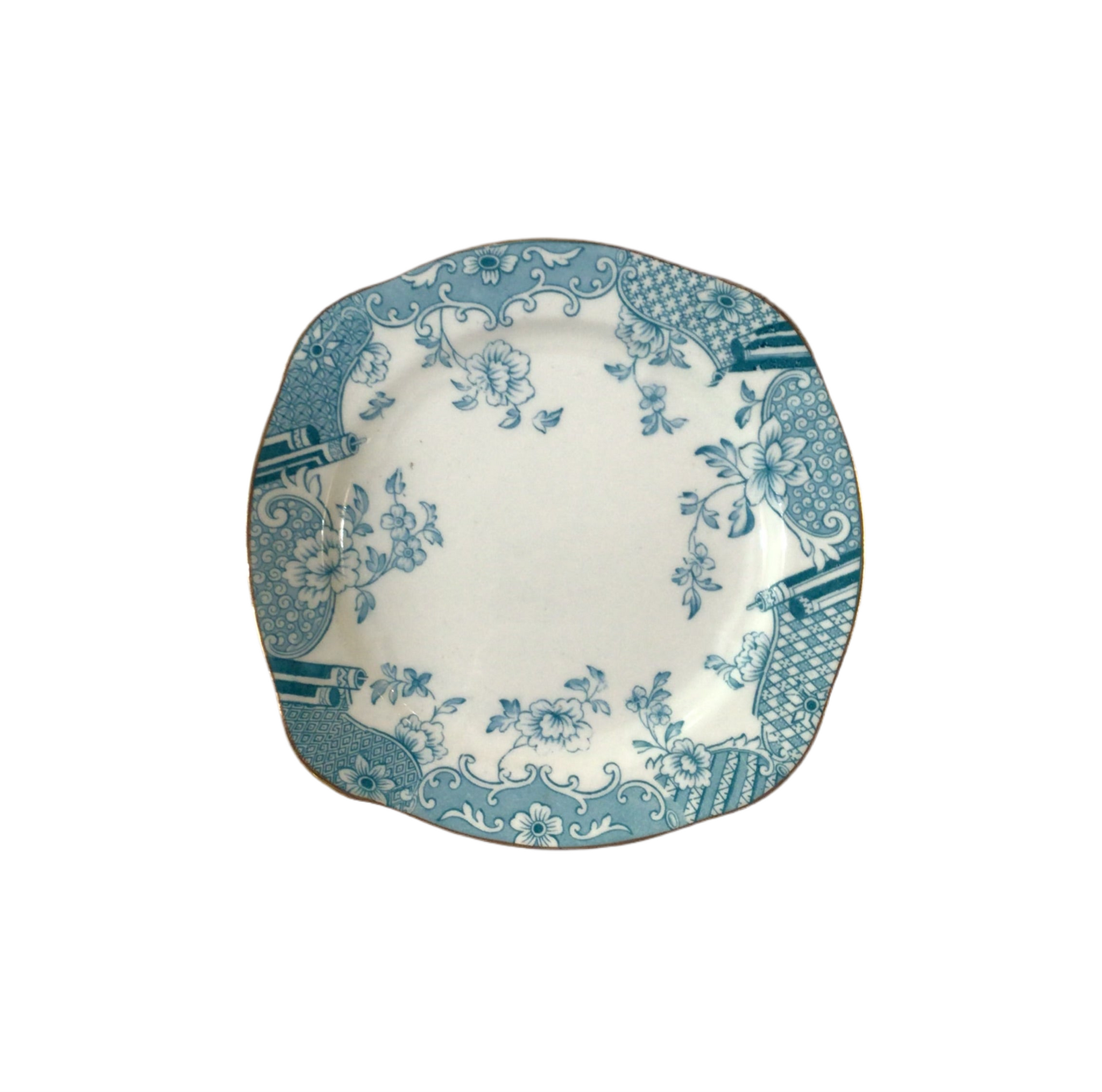 Vintage Genoa Blue & Gold Side Plates s/12
