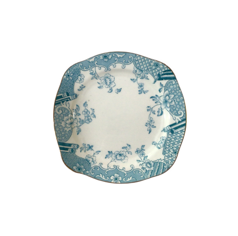 Vintage Genoa Blue & Gold Side Plates s/12