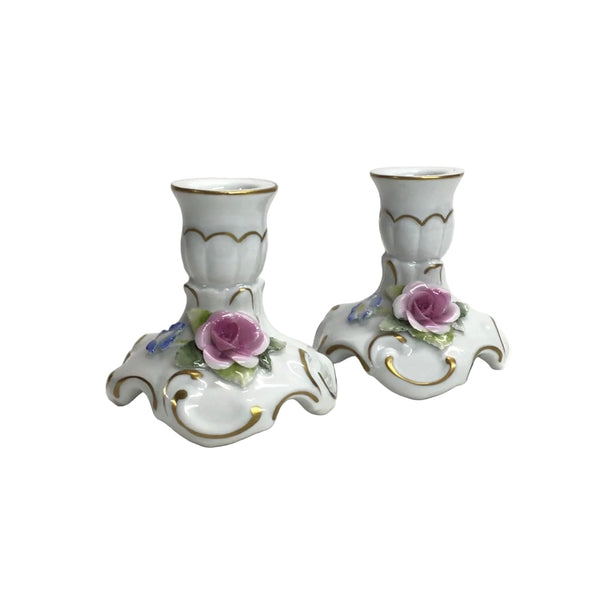 Vintage Von Schierholz Porcelain Candlesticks Pair