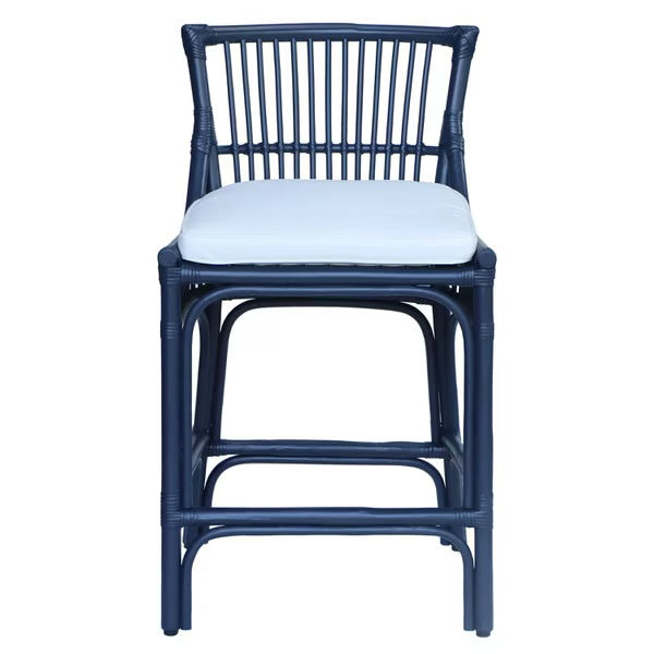 Hampton Navy Rattan Counter Stool