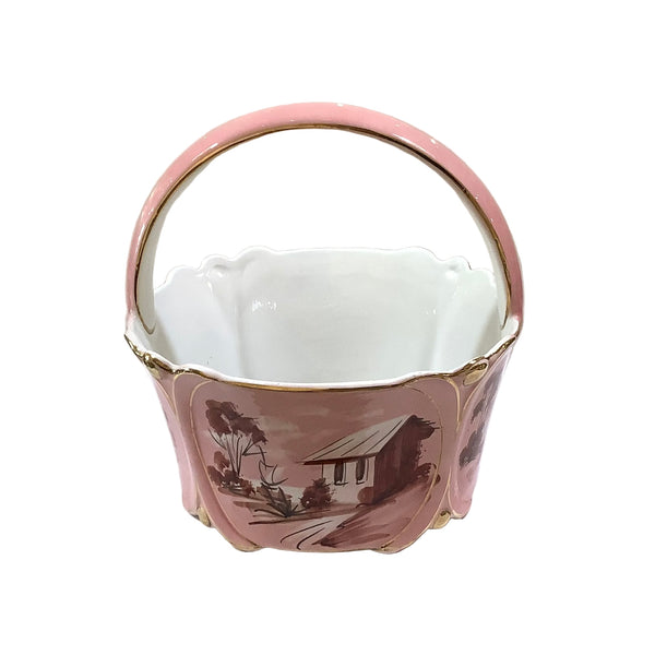 Vintage Hand-Painted Porcelain Basket
