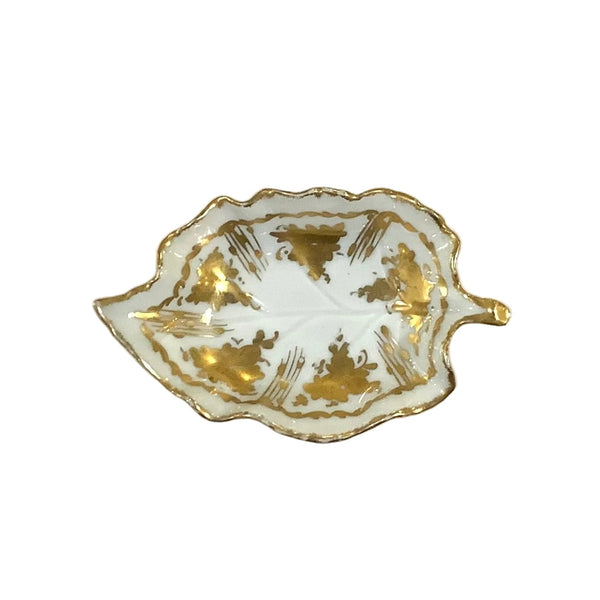 Vintage Limoges White & Gold Leaf-Shaped Dish