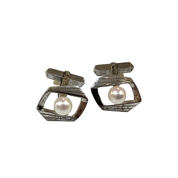 Vintage Silver & Pearl Cufflinks