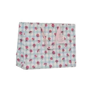 Hand Block Printed Gift Bags - Gingham Pink Sorbet