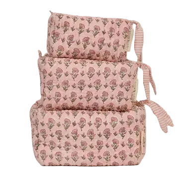 Organic Cotton Toiletry Bag - Ditsy Floral Blush
