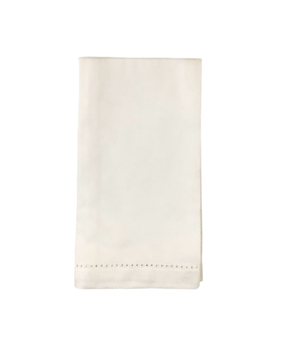 Diamond Woven White Cotton Hand Towel