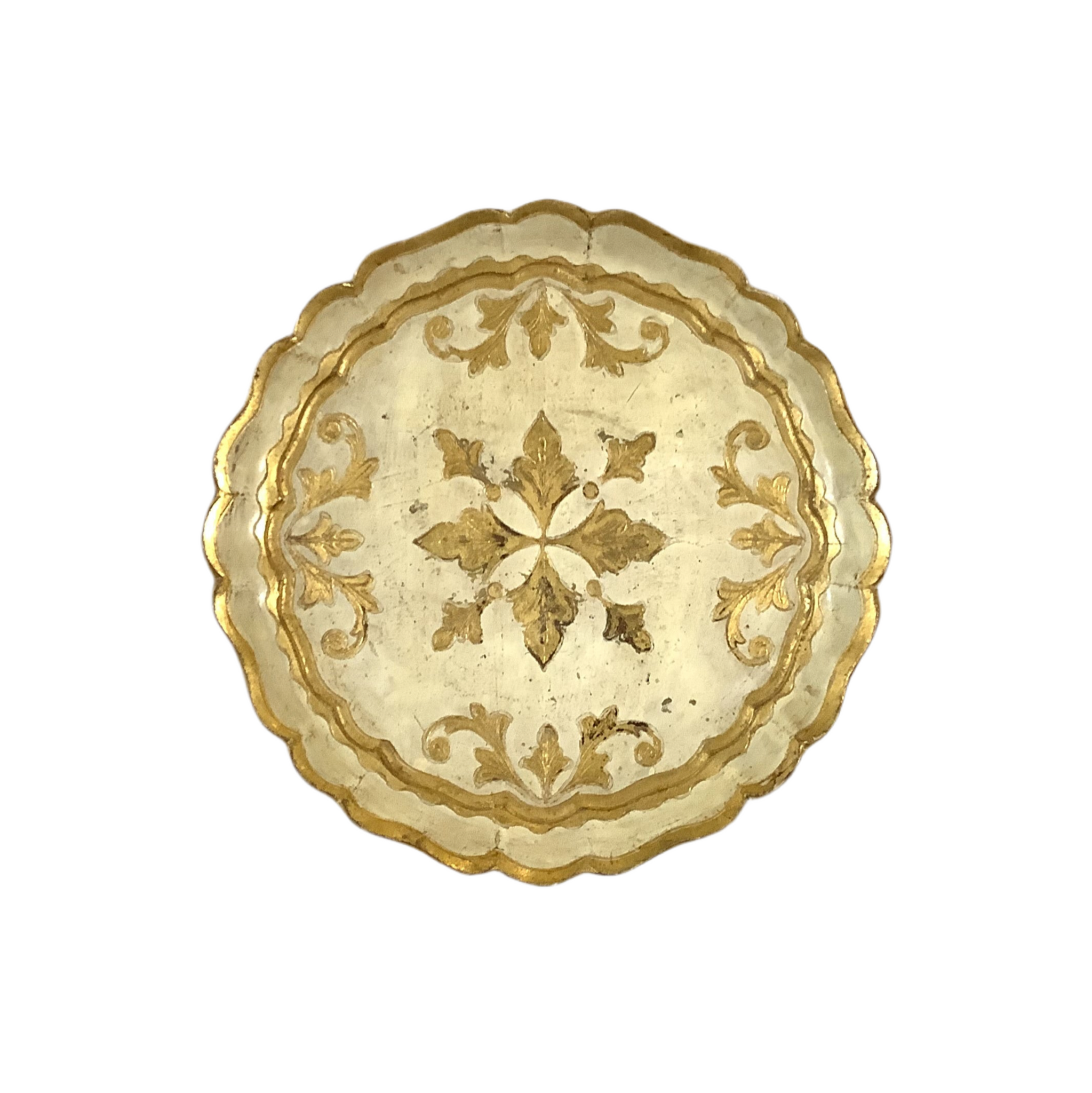 Vintage Florentine Ivory & Gold Round Tray