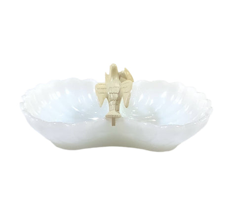 Vintage Milk Glass Double Scalloped Bowl