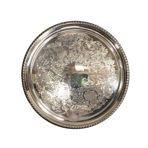Vintage Silver Round Tray
