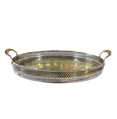 Vintage Silver Handled Round Tray