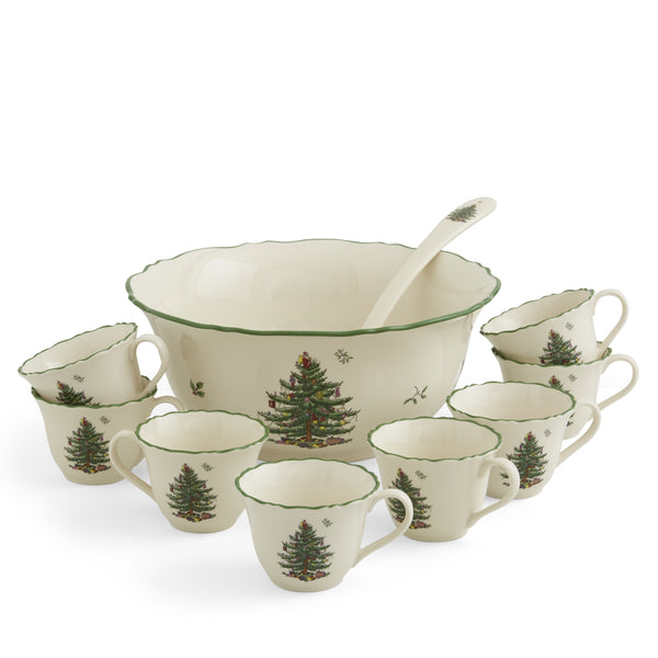 Spode Christmas Tree 10 PC Punch Bowl Set