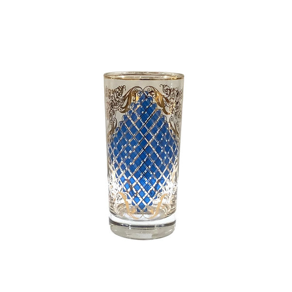 Vintage Blue & Gold Glasses S/6