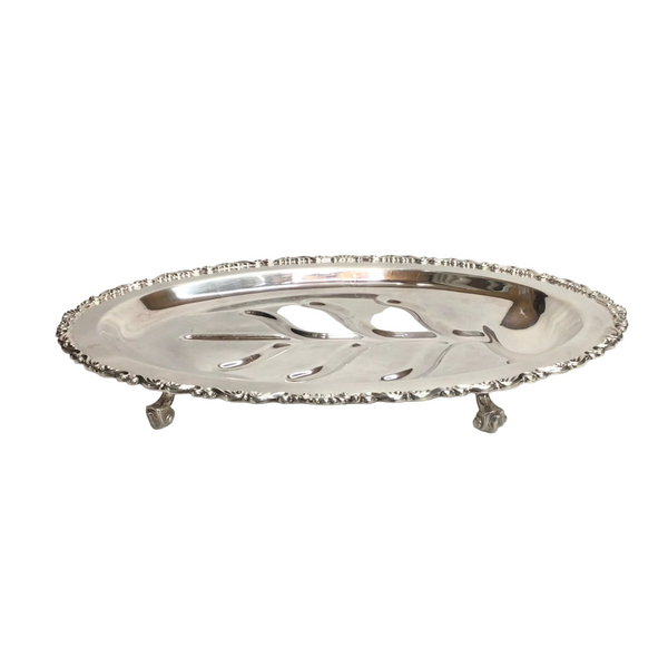 Vintage Oval Footed Silver Meat Platter