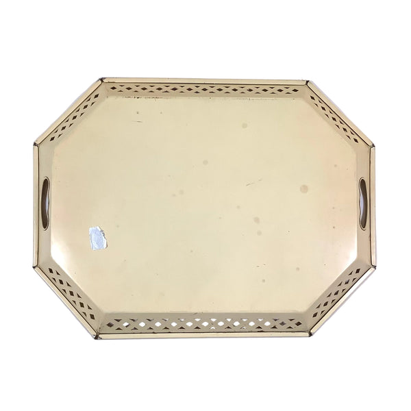 Vintage Hand-Painted Gold-Toned Metal Toleware Tray