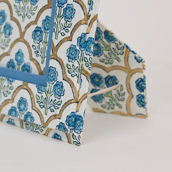 Block Printed Picture Frame - Trellis Indigo