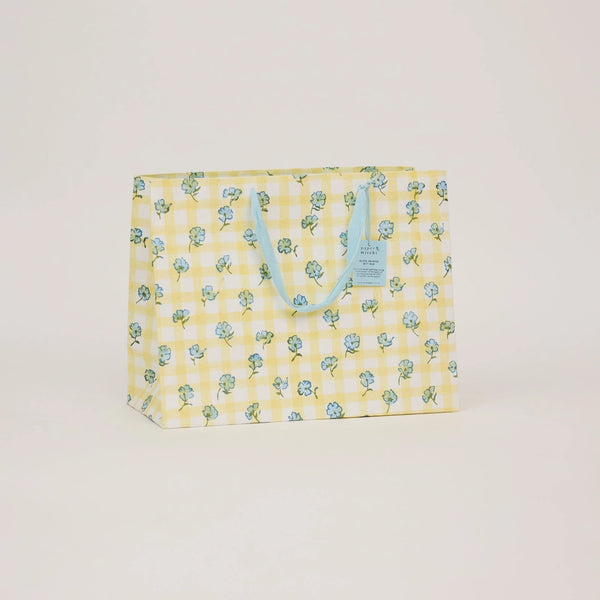 Hand Block Printed Gift Bags - Gingham Alaska