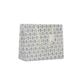 Hand Block Printed Gift Bags - Ditsy Floral Blue Stone