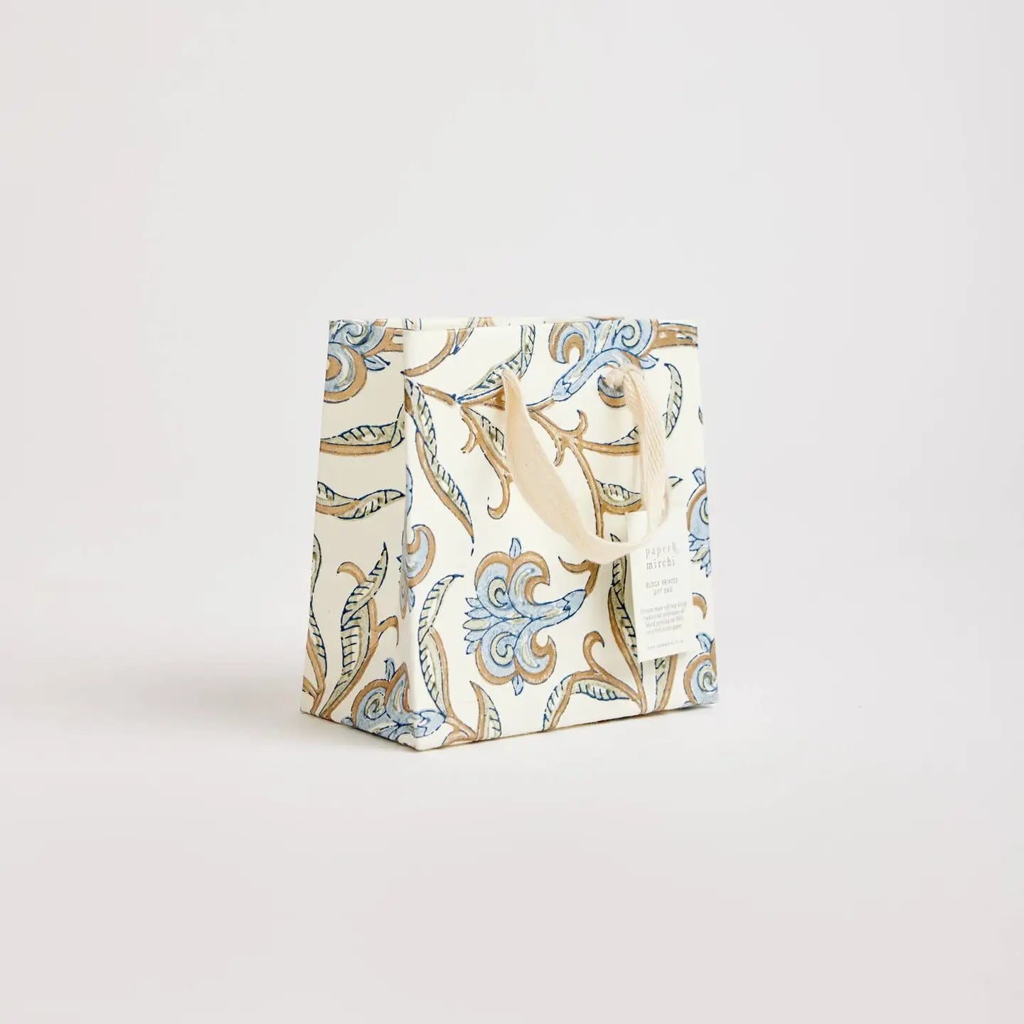 Hand Block Printed Gift Bags - Iris Glitz Blue Stone