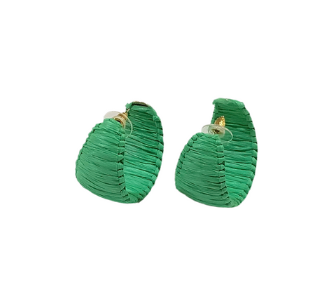 Raffia Earrings - Green